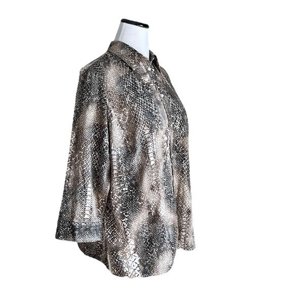 Ralph Lauren LRL Women's Brown Snakeskin Print Button 3/4 Sleeve Shirt Size 1X - Picture 5 of 10